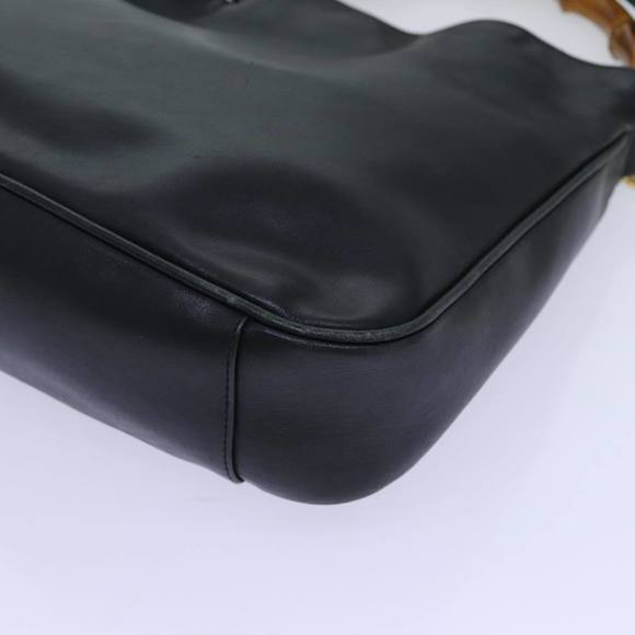 GUCCI Bamboo Shoulder Bag Leather 2way Black Auth 70623 - Picture 15 of 16